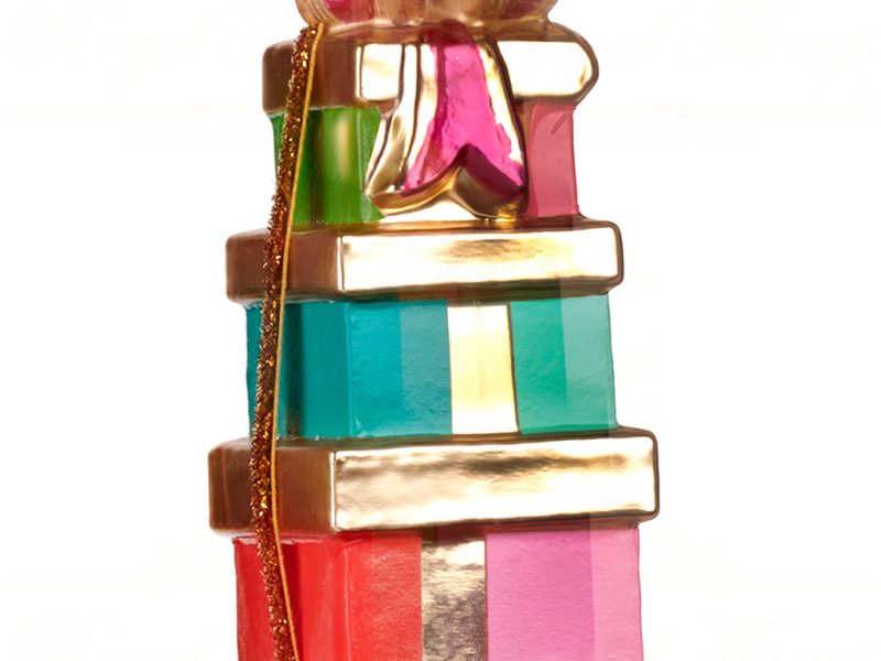 Goodwill Christmas Glass Ornament Stack Of 3 Gift Boxes Multicolor Tr 22471 Square