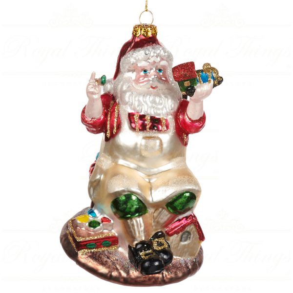 Goodwill Christmas Glass Ornament Toyshop Santa White Red Multi Tr 22416