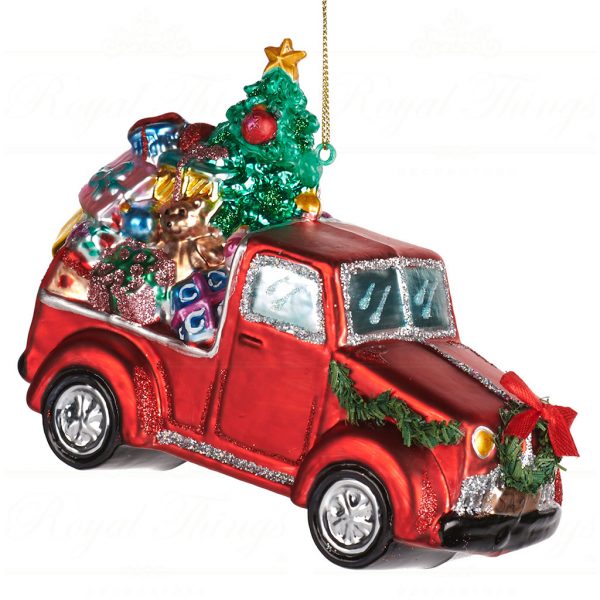 Goodwill Christmas Glass Ornament Truck With Xmas Gifts Red Green Multi Tr 22467