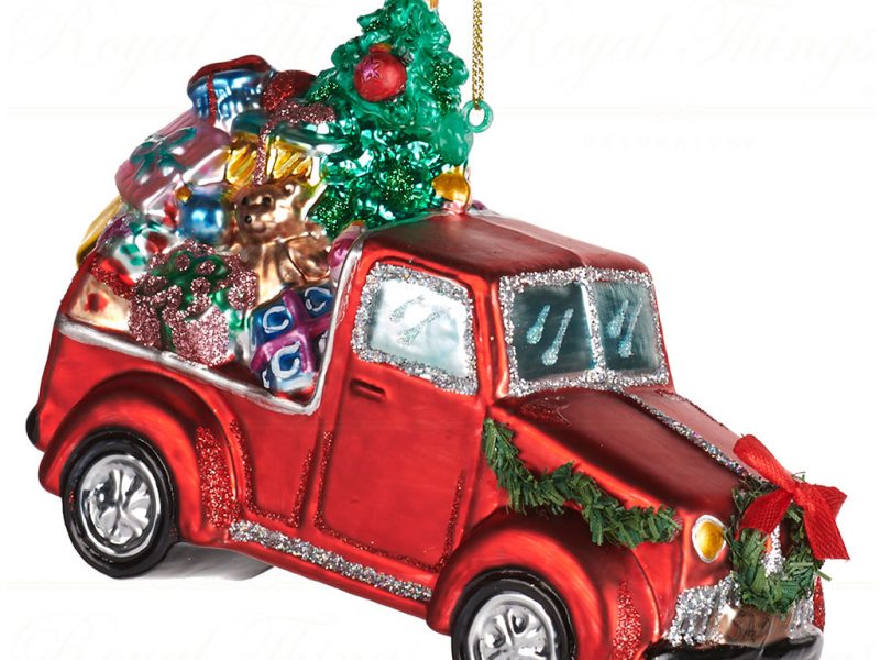 Goodwill Christmas Glass Ornament Truck With Xmas Gifts Red Green Multi Tr 22467