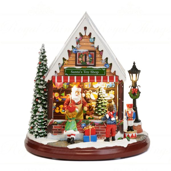 Goodwill Christmas Musicboxes Snowglobes Led Music Motion Santa Toy Shop Gold Green Red Brown Multi Mu 50105