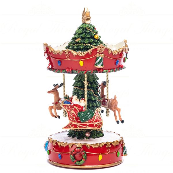 Goodwill Christmas Musicboxes Snowglobes Music Motion Santa Sleigh Tree Carousel Red Gold Green Brown Mc 19903