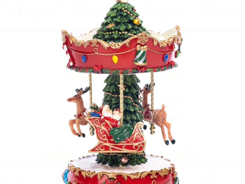 Goodwill Christmas Musicboxes Snowglobes Music Motion Santa Sleigh Tree Carousel Red Gold Green Brown Mc 19903
