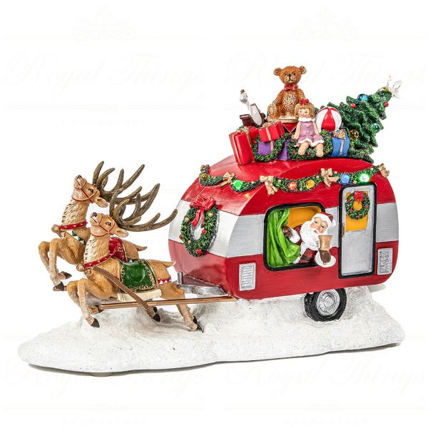 Goodwill Christmas Musicboxes Snowglobes Led Santa Caravan Red Brown Multicolor Mu 50054