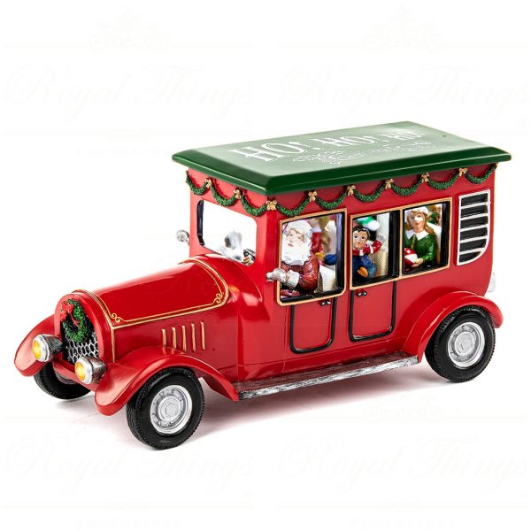 Goodwill Christmas Musicboxes Snowglobes Led Santa In Car Red Green Mu 50056