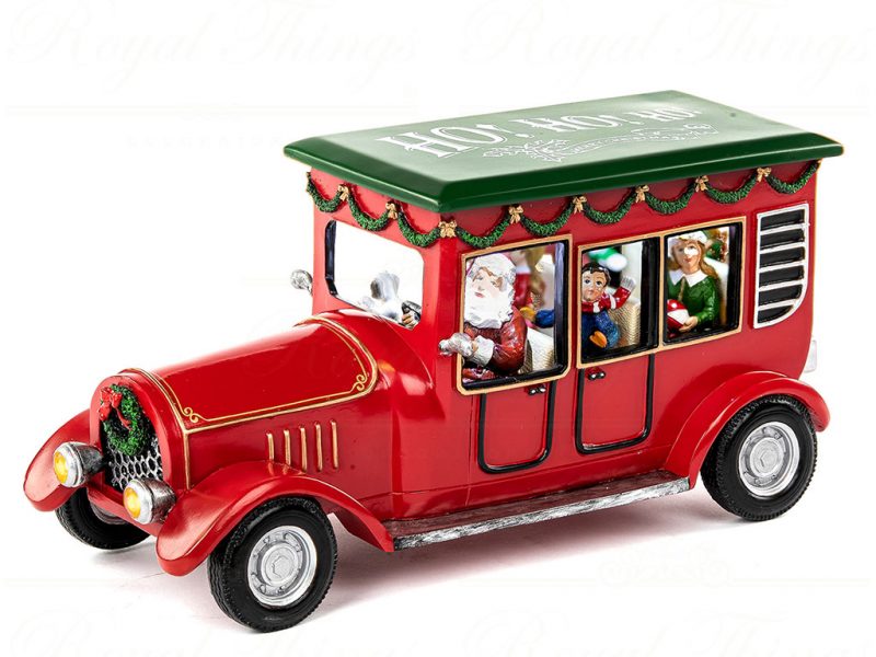 Goodwill Christmas Musicboxes Snowglobes Led Santa In Car Red Green Mu 50056
