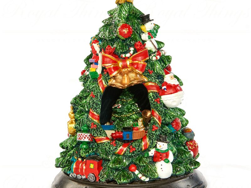 Goodwill Christmas Musicboxes Snowglobes Xmas Tree With Toy Scene Inside Green Red Gold Mc 19804