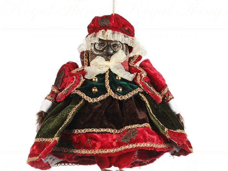 Goodwill Christmas Ornament Burgundy Green Gold Xmas Carol Owl C19102 Girl