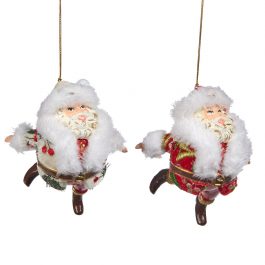 Goodwill Christmas ornament chubby santa holly mistletoe white red gold B94410