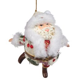 Goodwill Christmas ornament chubby santa holly mistletoe white red gold B94410 white