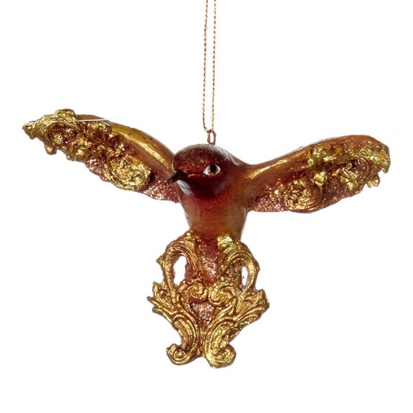Goodwill Christmas Ornament Gold Brown White Lost Paradise Acanthus Baby Hummingbird B93070 Brown