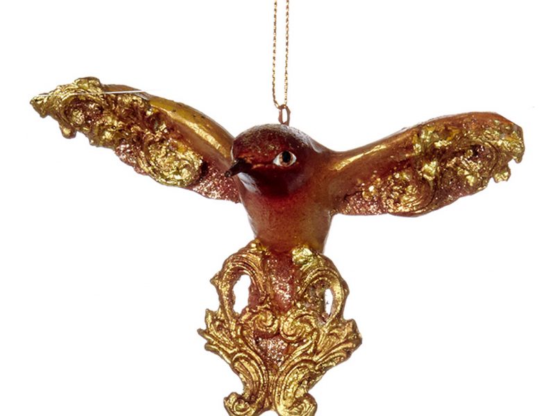 Goodwill Christmas Ornament Gold Brown White Lost Paradise Acanthus Baby Hummingbird B93070 Brown
