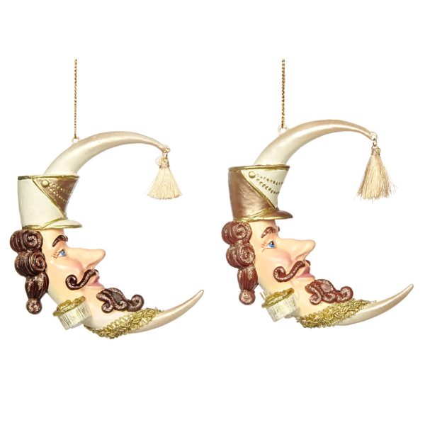 Goodwill Christmas Ornament Gold Brown White Nutcracker Moon B93302