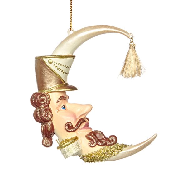 Goodwill Christmas Ornament Gold Brown White Nutcracker Moon B93302 Brown