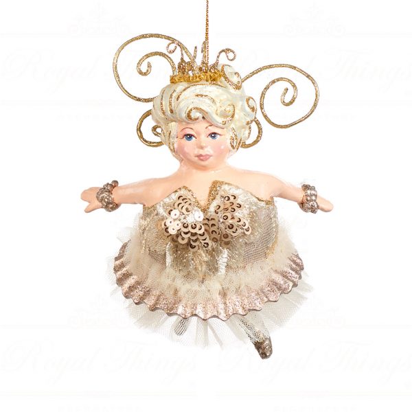 Goodwill Christmas Ornament Gold Cream Chubby Fairy B92058 Copper