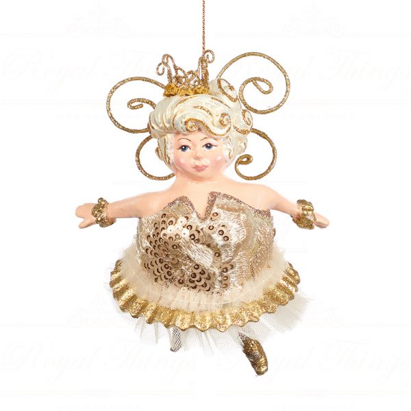 Goodwill Christmas Ornament Gold Cream Chubby Fairy B92058 Gold