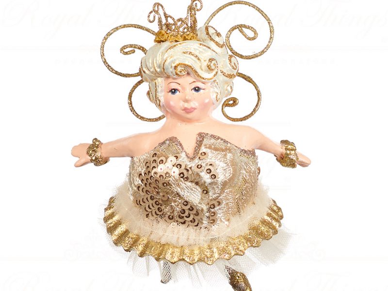 Goodwill Christmas Ornament Gold Cream Chubby Fairy B92058 Gold