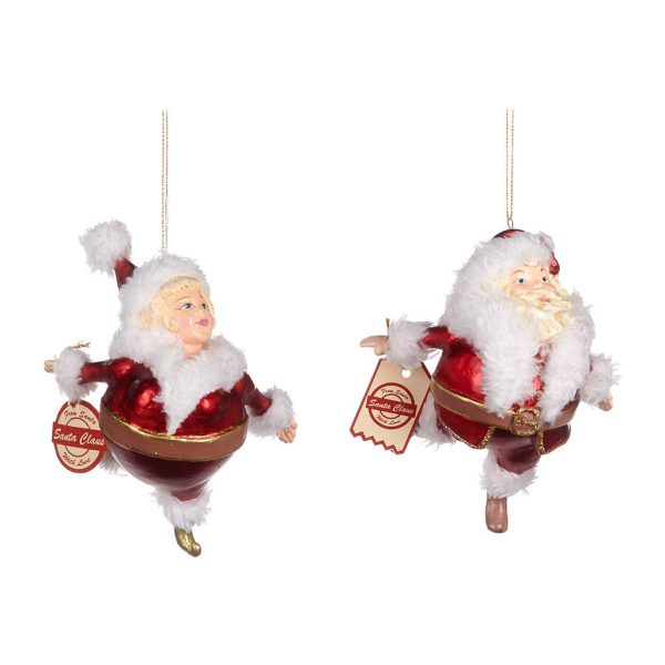 Goodwill Christmas Ornament Gold Red White Chubby Mrmrs Santa Claus B93501