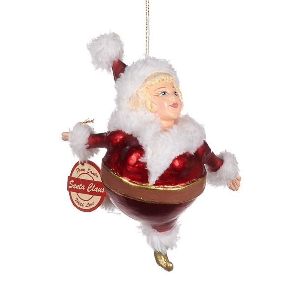 Goodwill Christmas Ornament Gold Red White Chubby Mrmrs Santa Claus B93501 Lady
