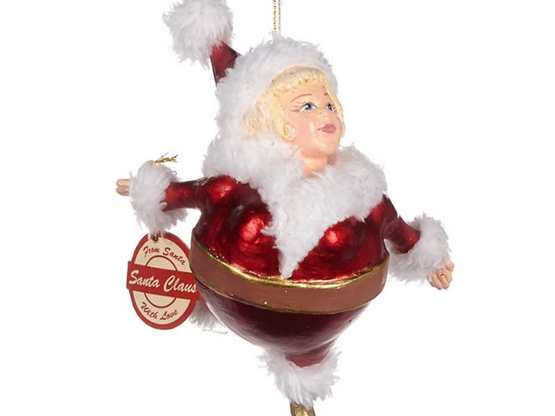 Goodwill Christmas Ornament Gold Red White Chubby Mrmrs Santa Claus B93501 Lady