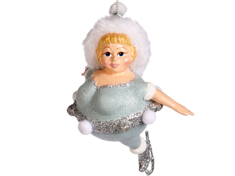Goodwill Christmas ornament polar chubby lady blue white B97504 blue