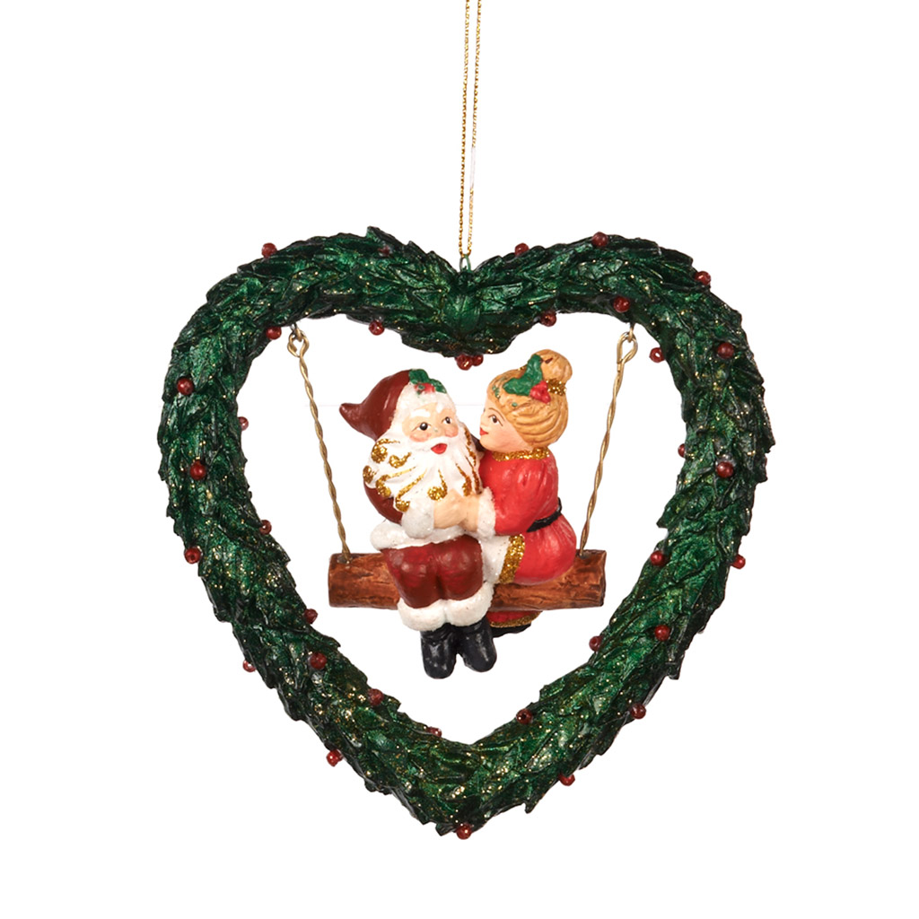 Goodwill Christmas ornament red green brown Santa Couple on Heart B96762 darksanta Goodwill Christmas Ornament Red Green Brown Santa Couple On Heart B96762 Darksanta