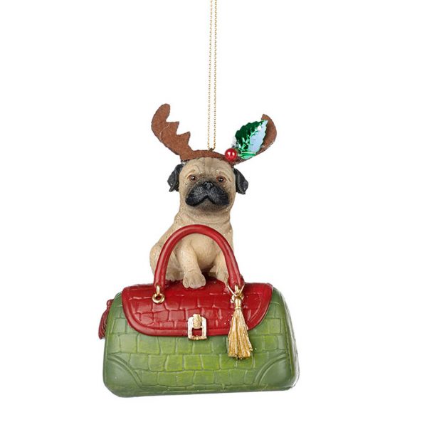 Goodwill Christmas Ornament Red Green White Brown X Mas Dog Purse Mc35011 Pugdog