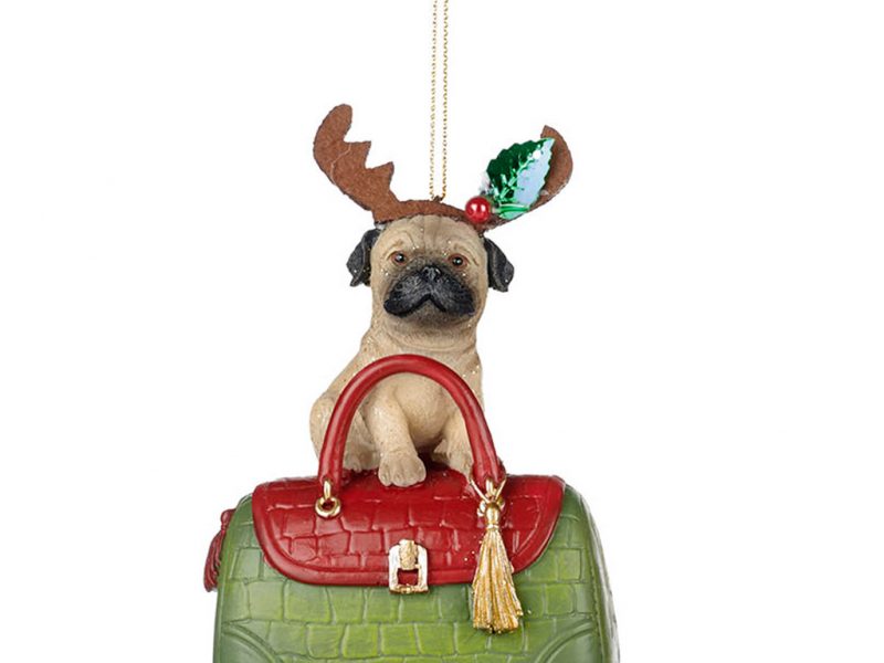Goodwill Christmas Ornament Red Green White Brown X Mas Dog Purse Mc35011 Pugdog