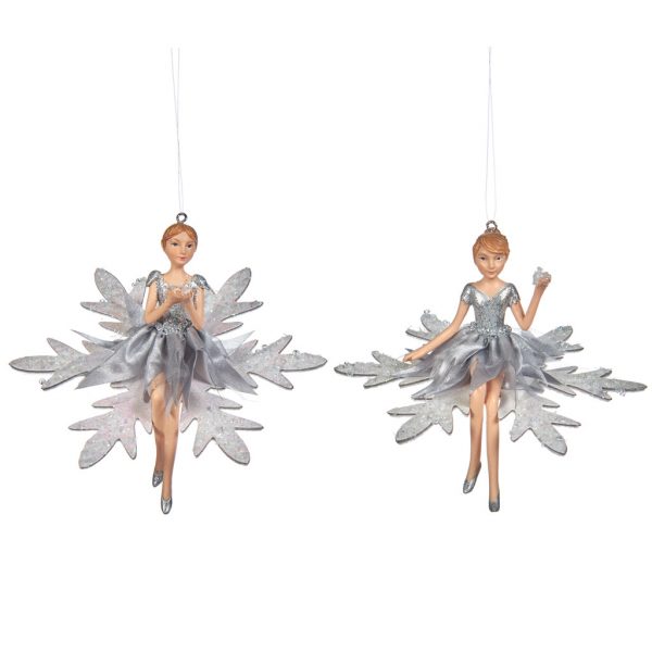 Goodwill Christmas Ornament Silver Cream Snowflake Ballerina Mo92159