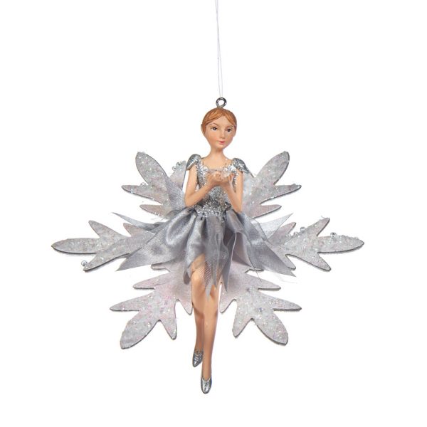 Goodwill Christmas Ornament Silver Cream Snowflake Ballerina Mo92159 Closed