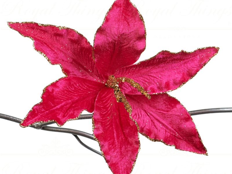 Goodwill Christmas Flowers Fabric Sequin Lily Flower On Clip Pink Ff 99357