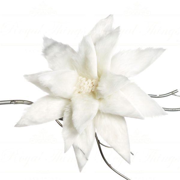 Goodwill Christmas Flowers Furry Poinsettia On Clip White Ff 99117