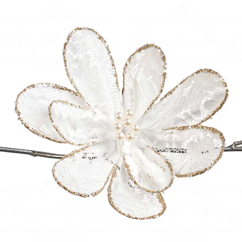 Goodwill christmas flowers Lace Pearl Flower on Clip creme gold FF 99307 Goodwill Christmas Flowers Lace Pearl Flower On Clip Creme Gold Ff 99307