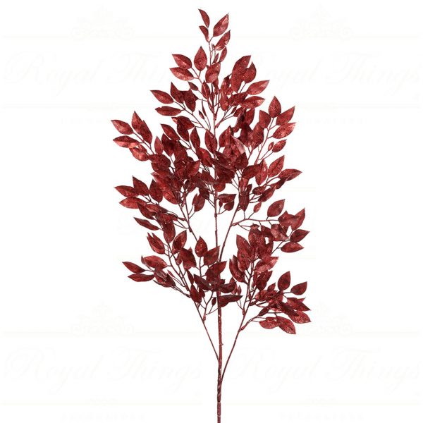 Goodwill Christmas Flowers Branches Glitter Leaf Stem Burgundy Sp 20317