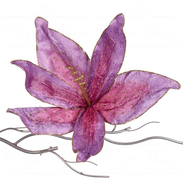 Goodwill Christmas Flowers Giant Lily Flower On Clip Purple Br 40035