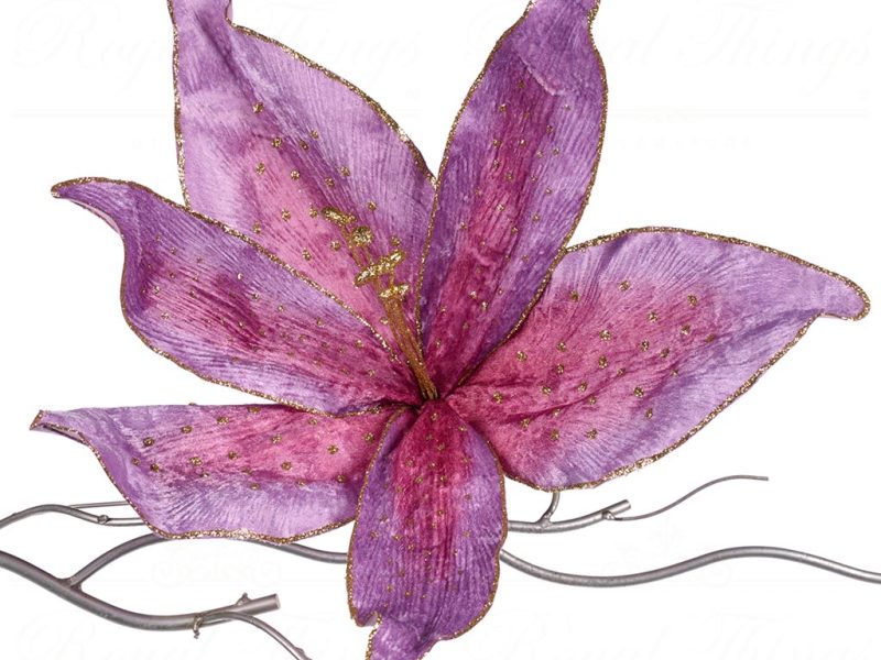 Goodwill Christmas Flowers Giant Lily Flower On Clip Purple Br 40035