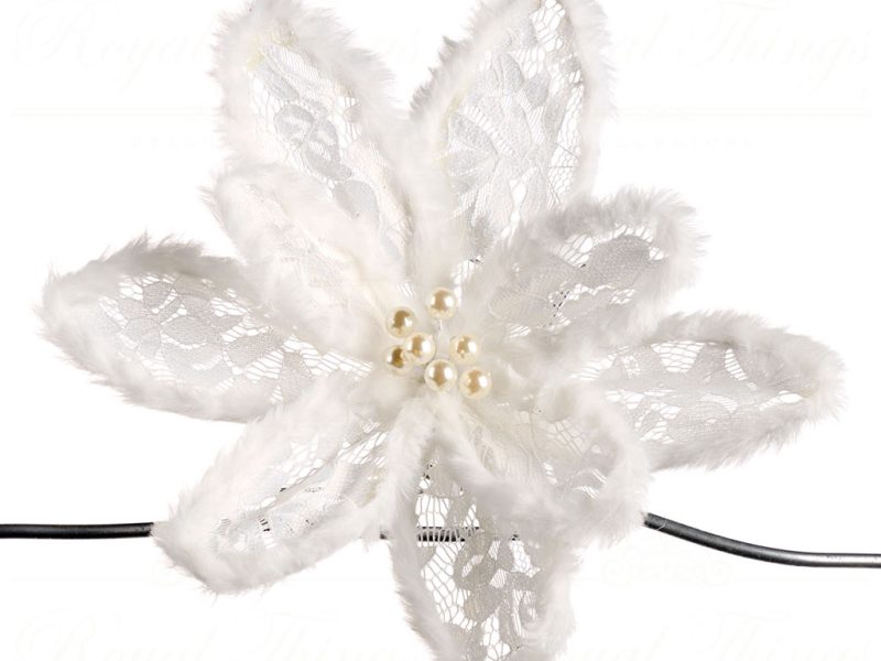 Goodwill christmas flowers lace furry pearl flower on clip FF 99416