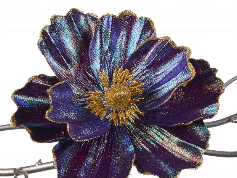 Goodwill Christmas Flowers Metallic Magnolia On Clip Purple Blue Green Fl 18626