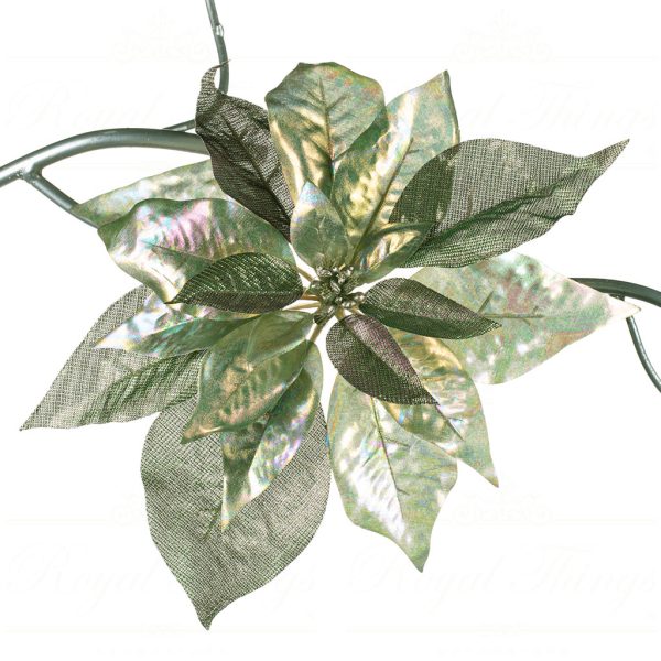 Goodwill Christmas Flowers Metallic Poinsettia On Clip Green Al 73312