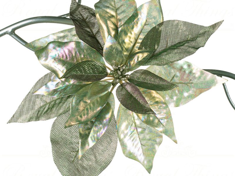 Goodwill Christmas Flowers Metallic Poinsettia On Clip Green Al 73312