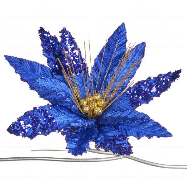 Goodwill Christmas Flowers Needle Burst Flower On Clip Blue Ff 99423