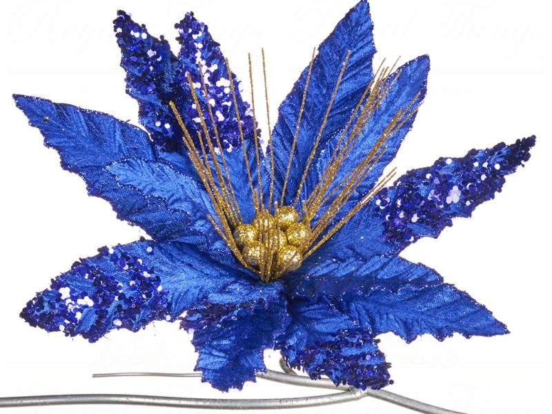 Goodwill Christmas Flowers Needle Burst Flower On Clip Blue Ff 99423