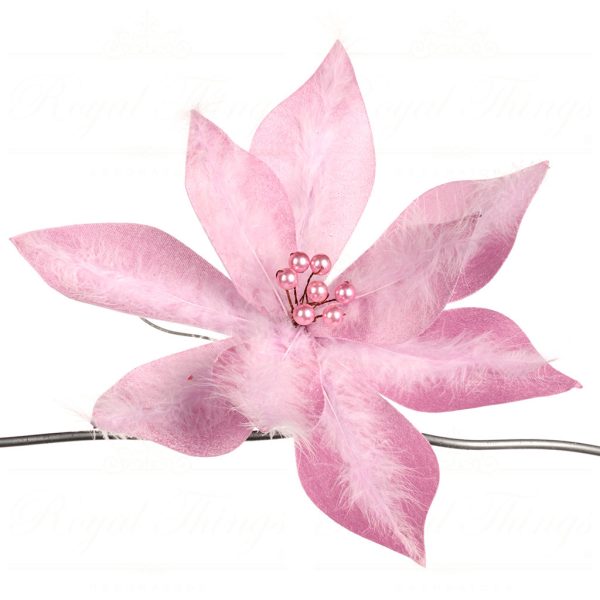 Goodwill Christmas Flowers Plume Pearl Poinsettia On Clip Pink Ff 99432