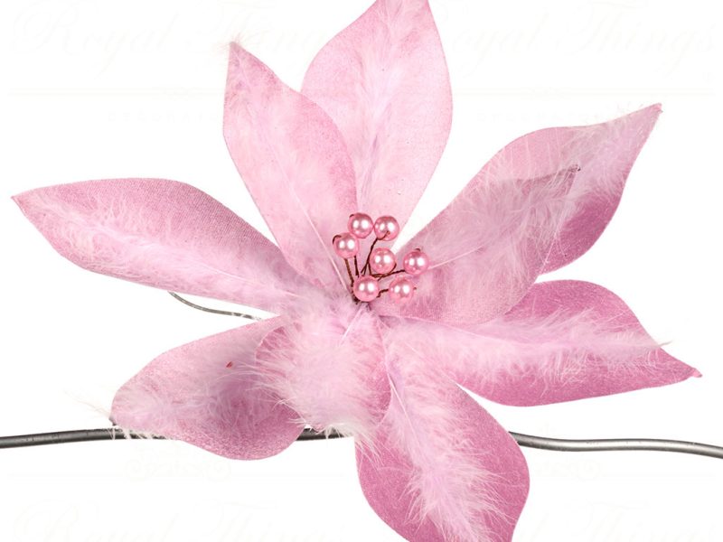 Goodwill Christmas Flowers Plume Pearl Poinsettia On Clip Pink Ff 99432