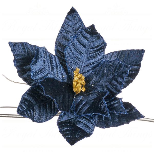 Goodwill Christmas Flowers Poinsettia On Clip Blue Ff 99419