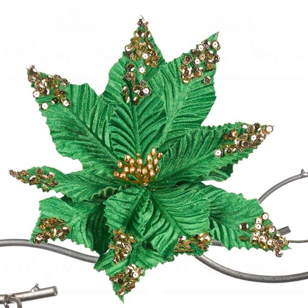 Goodwill Christmas Flowers Poinsettia On Clip Green Fl 18617