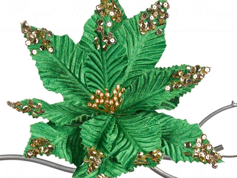 Goodwill Christmas Flowers Poinsettia On Clip Green Fl 18617