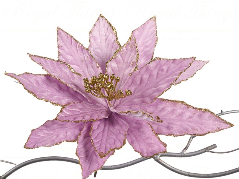 Goodwill Christmas Flowers Poinsettia On Clip Pink Gold Fl 18602