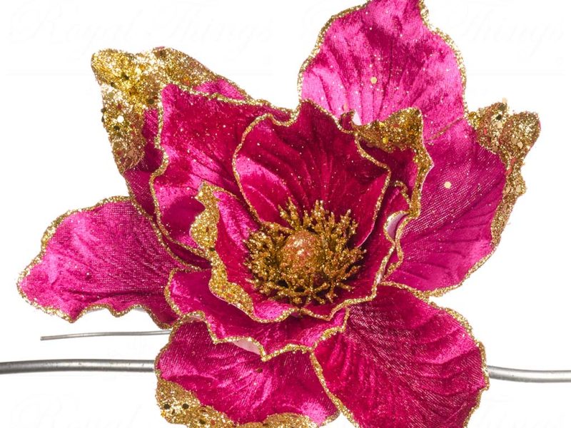Goodwill Christmas Flowers Sparkle Magnolia On Clip Hotpink Ff 99409