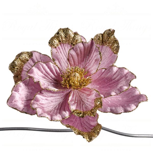 Goodwill Christmas Flowers Sparkle Magnolia On Clip Pink Ff 99407